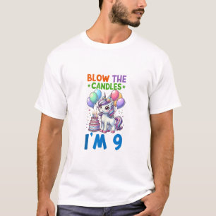 Einhorn-Kinder 9. Geburtstagsfeier Junge 9 Jahre a T-Shirt