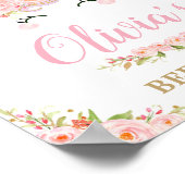 Einhorn Kinder Schlafzimmer Rosa Blumenstrauß Kuns Poster (Ecke)