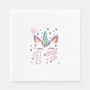 Einhorn Kinder zum 7. Geburtstag ich bin 7 Jahre a Serviette