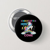 Einhorn Kindergarten Hier komme ich Schule Kinderg Button (Vorne & Hinten)