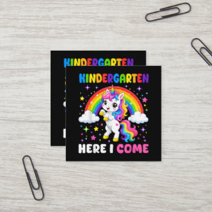 Einhorn - Kindergarten, ich komme - Zurück zur Sch Quadratische Visitenkarte