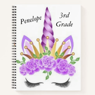 Einhorn-Kindernotizbuch mit individuellem Namen Notizblock