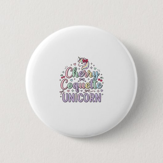 Einhorn Kirsche Kokette Einhorn Original Zazzle De Button (Vorderseite)