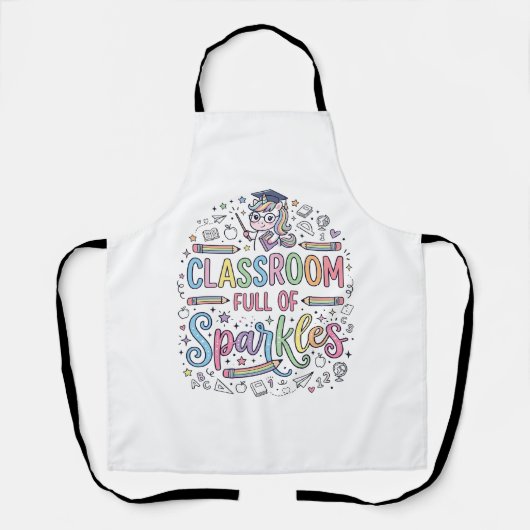 Einhorn-Klassenzimmer voller Glitzer Original Merc Schürze (Vorderseite)