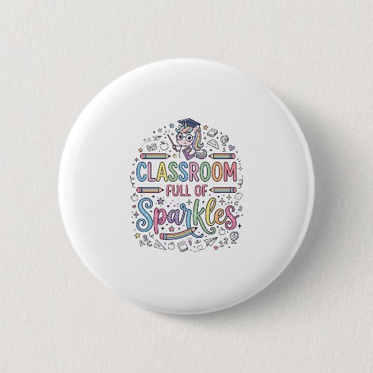 Einhorn-Klassenzimmer voller Glitzer Original-Werb Button (Vorderseite)
