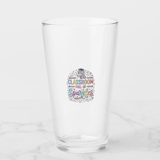 Einhorn-Klassenzimmer voller Glitzer Original-Werb Glas (Vorderseite)