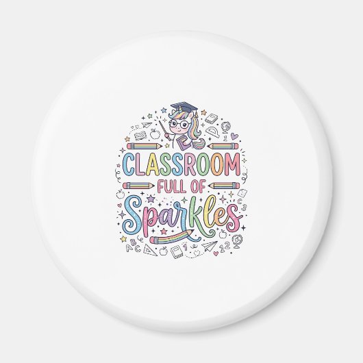 Einhorn-Klassenzimmer voller Glitzer Original-Werb Magnet (Vorne)