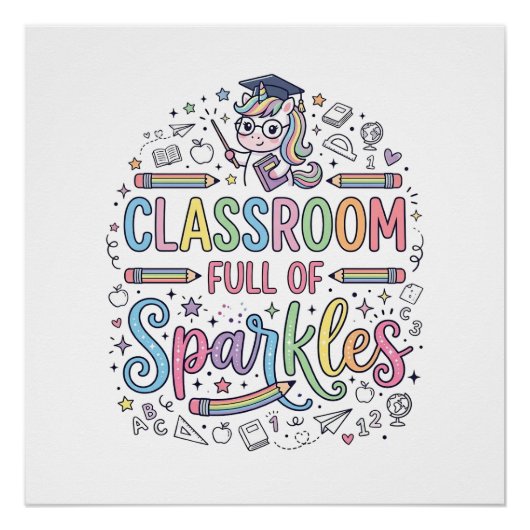 Einhorn-Klassenzimmer voller Glitzer Original-Werb Poster (Vorderseite)