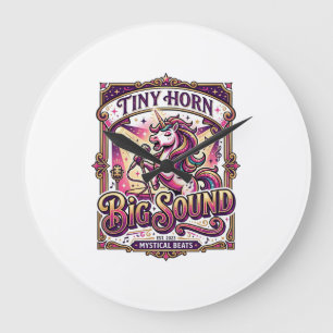 Einhorn Kleines Horn Großer Klang Stylishes Merch  Große Wanduhr