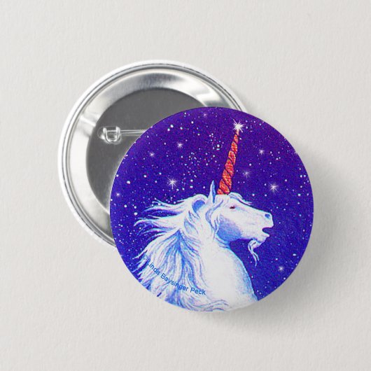 Einhorn-Kopf mit Blau Button (Vorne & Hinten)