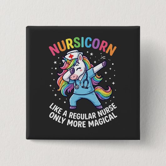 Einhorn-Krankenschwester Energie Hell und Magisch Button (Vorderseite)