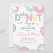 Einhorn-Krapfen und Windel-Baby besprühen Dusche Einladung (Vorderseite)