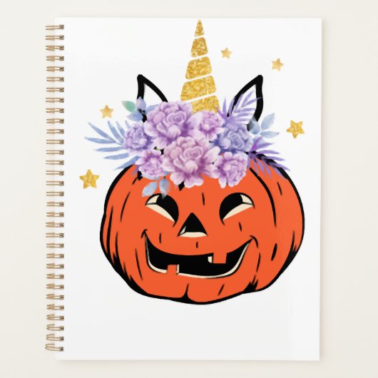 Einhorn-Kürbis-Halloween-Design Planer (Vorderseite)