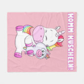 Einhorn Kuscheldecke Komm Kuscheln! Fleecedecke (Vorderseite (Horizontal))