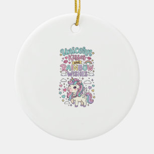 Einhorn Küsse und Regenbogen Wünsche Süße Pastell Keramik Ornament