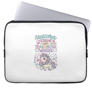 Einhorn Küsse und Regenbogen Wünsche Süße Pastell  Laptopschutzhülle