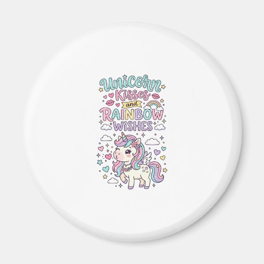 Einhorn Küsse und Regenbogen Wünsche Süße Pastell Magnet (Vorne)