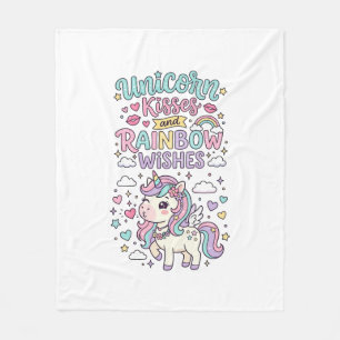 Einhorn Küsse und Regenbogenwünsche Süße Pastell T Fleecedecke
