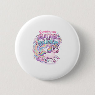 Einhorn läuft auf Glitter und Illusion Bezaubernd Button