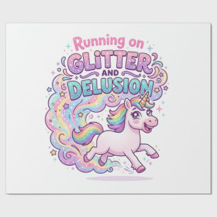Einhorn läuft auf Glitter und Illusion Bezaubernd  Geschenkpapier