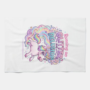 Einhorn läuft auf Glitter und Illusion Bezaubernd  Geschirrtuch