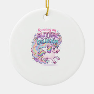 Einhorn läuft auf Glitter und Illusion Bezaubernd Keramik Ornament