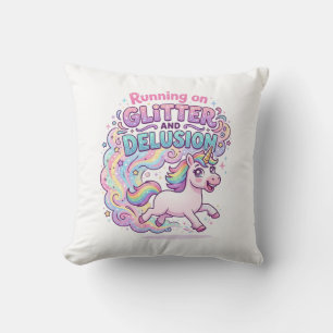Einhorn läuft auf Glitter und Illusion Bezaubernd Kissen