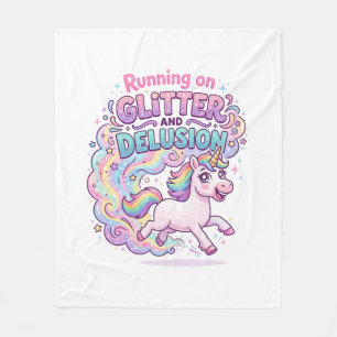 Einhorn läuft auf Glitter und Täuschung Charmantes Fleecedecke