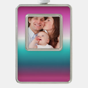 Einhorn-Lavendel-aquamarine Omertürkis-Meerjungfra Rahmen-Ornament Silber