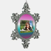 Einhorn-Lavendel-aquamarine Omertürkis-Meerjungfra Schneeflocken Zinn-Ornament (Links)