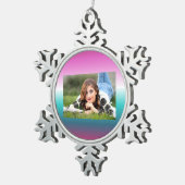 Einhorn-Lavendel-aquamarine Omertürkis-Meerjungfra Schneeflocken Zinn-Ornament (Rechts)