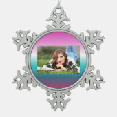 Einhorn-Lavendel-aquamarine Omertürkis-Meerjungfra Schneeflocken Zinn-Ornament (Vorderseite)