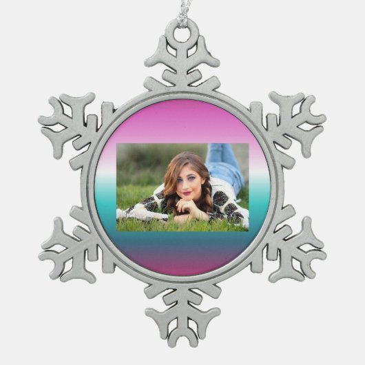 Einhorn-Lavendel-aquamarine Omertürkis-Meerjungfra Schneeflocken Zinn-Ornament (Vorderseite)