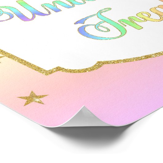 Einhorn-Leckereien-Esstisch-Anzeige-Regenbogen Poster (Ecke)