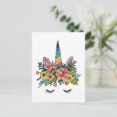 Einhorn-Leine mit Regenbogenofen Postkarte (Stehend Vorderseite)