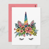 Einhorn-Leine mit Regenbogenofen Postkarte (Vorne/Hinten)