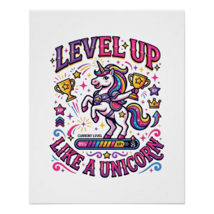 Einhorn Level Up Like a Einhorn Werbespot Cute Gi Poster