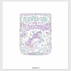 Einhorn Level Up wie ein Einhorn Süßer Marktplatz Aufkleber