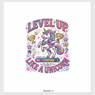 Einhorn Level Up wie ein Einhorn Werbespot Cute Gi Aufkleber