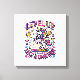 Einhorn Level Up wie ein Einhorn Werbespot Cute Gi Leinwanddruck