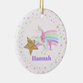 Einhorn Liebe Hearts & Star Girls Keramik Ornament (Rechts)