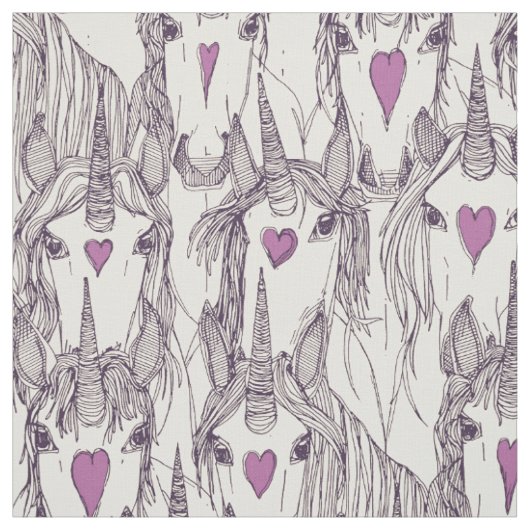 Einhorn-Liebe-Indigo-lila Perle Stoff (Muster)