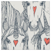 Einhorn-Liebe-Indigo-Persimmon Stoff (Nahaufnahme)