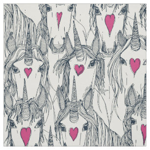 Einhorn-Liebe-Indigoperle Stoff