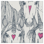 Einhorn-Liebe-Indigoperle Stoff (Nahaufnahme)