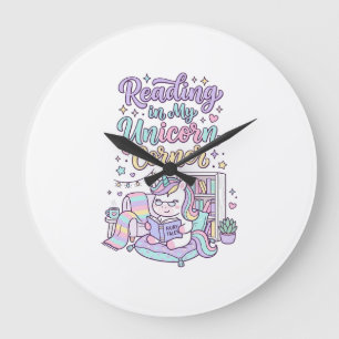 Einhorn liest in meiner Einhorn-Ecke Süße Pastell- Große Wanduhr