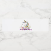 Einhorn, lila Blüte, Etikett der Wasserflasche (Einzelnes Label)