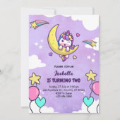 Einhorn Lila Einladungskarte für zwei Mädchen zum  (Vorderseite)