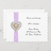 Einhorn Lila Lace Wedding Reception Card Einladung (Vorne/Hinten)