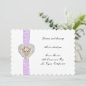 Einhorn Lila Lace Wedding Reception Card Einladung (Stehend Vorderseite)